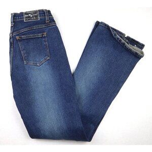 VINTAGE 00'S Y2K WOMEN'S BOOT CUT JEANS STUDS SLITS - NAVI - SIZE L